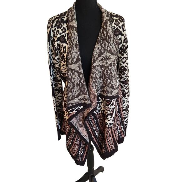 Blu Pepper Womens Aztec Print Open Front Draped Cardigan Sweater Large - Picture 10 of 10